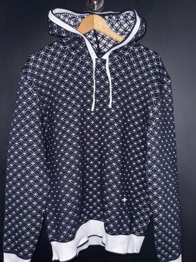 Louis Vuitton Black and White Hooded Knit Sweater